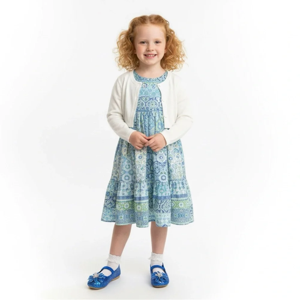 NEW Coastal Projections Sparkly Blue Sequin Shoes Toddler & Little Girls 6 7 1 2